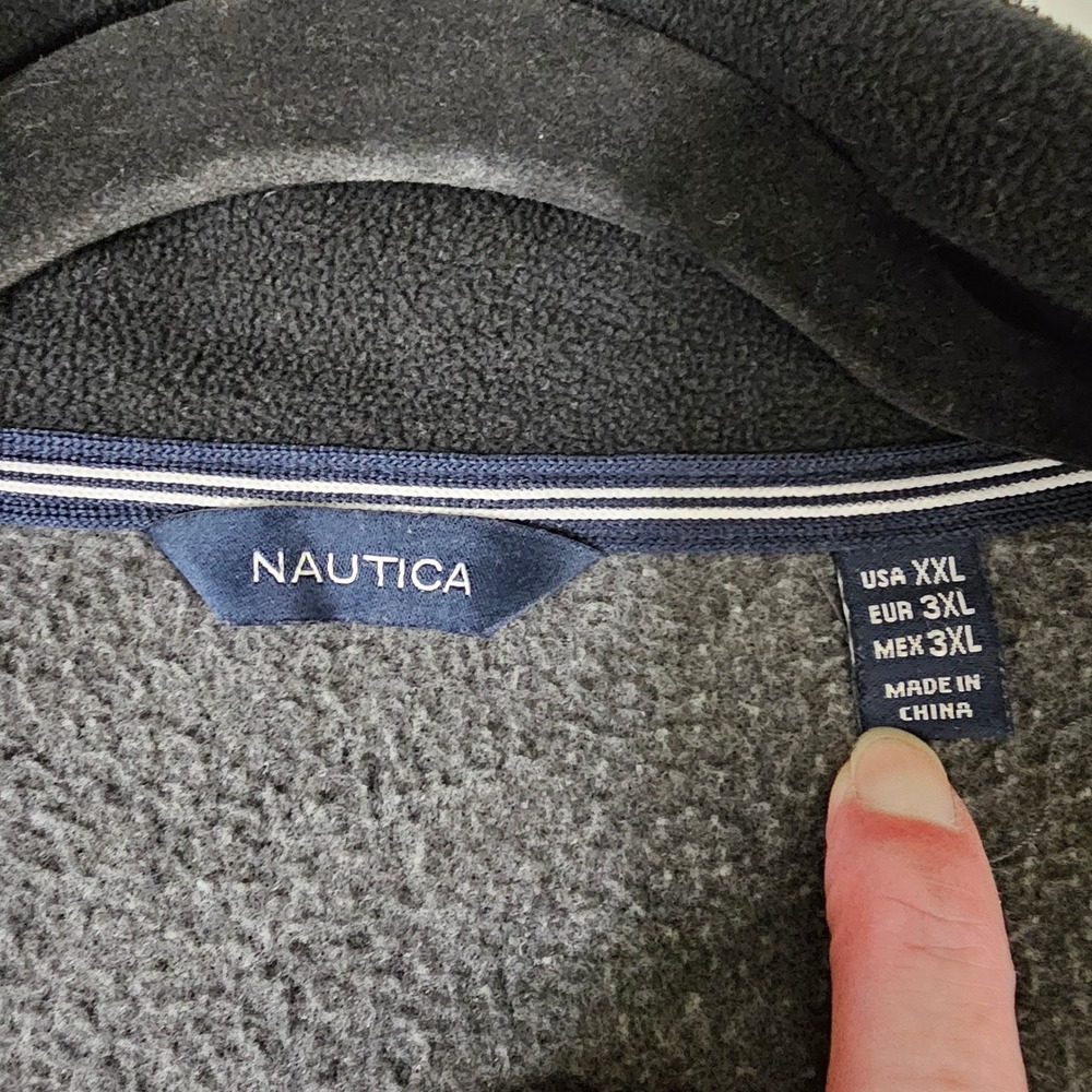 Nautica Mens XXL Gray Fleece Jacket Full Zip Pockets Classic Casual Coat - Picture 3 of 11
